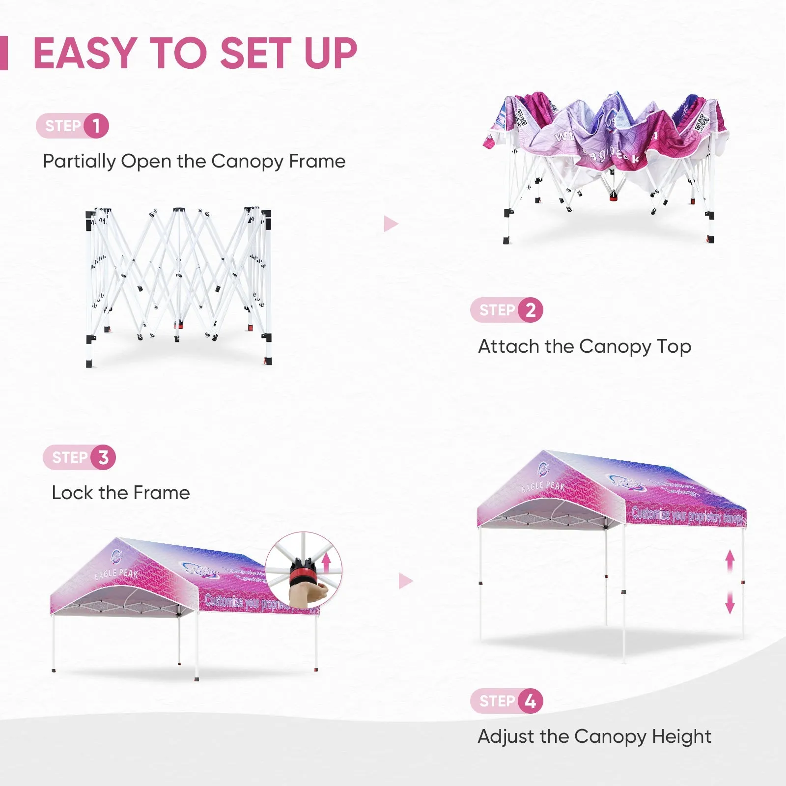 10x10 Alps Custom Commercial Canopy with 3 Wall Panels and Gable Roof, Pop Up Custom Canopy Tent with Logo