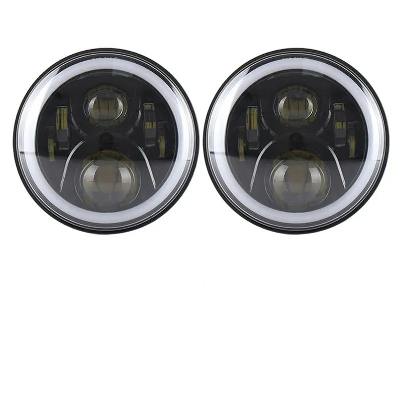 2 Pcs 7 Inch LED Headlight | DC 12V | 6000K-6500K | 50W | CREE LED | Jeep Wrangler / Harley | Bluetooth & App Control | Black