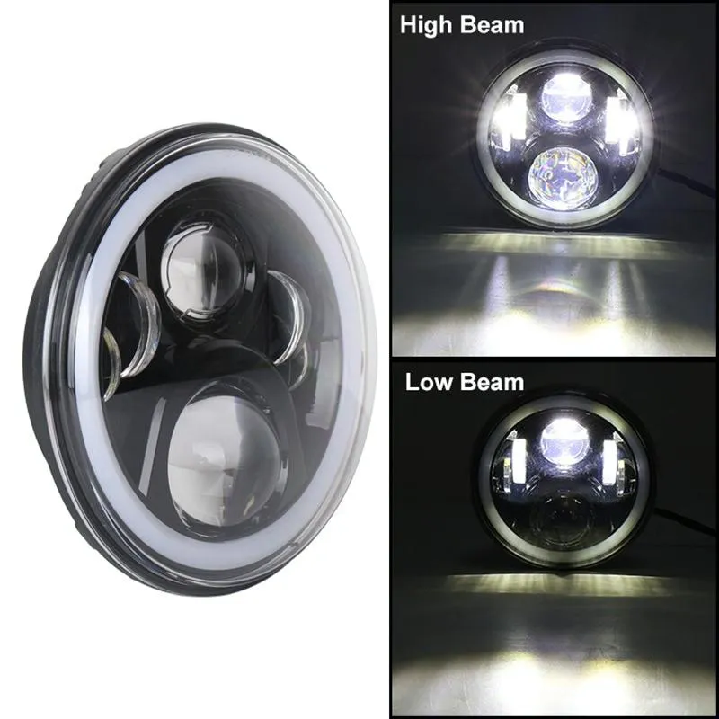 2 Pcs 7 Inch LED Headlight | DC 12V | 6000K-6500K | 50W | CREE LED | Jeep Wrangler / Harley | Bluetooth & App Control | Black