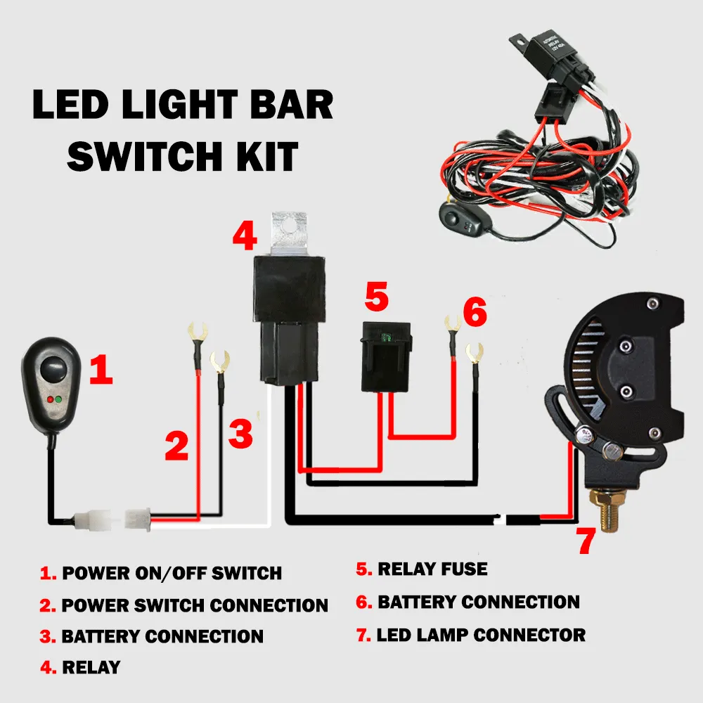 2-Way LED Universal Driving Light Wiring Loom Harness | 12V 24V | 40A Relay Switch