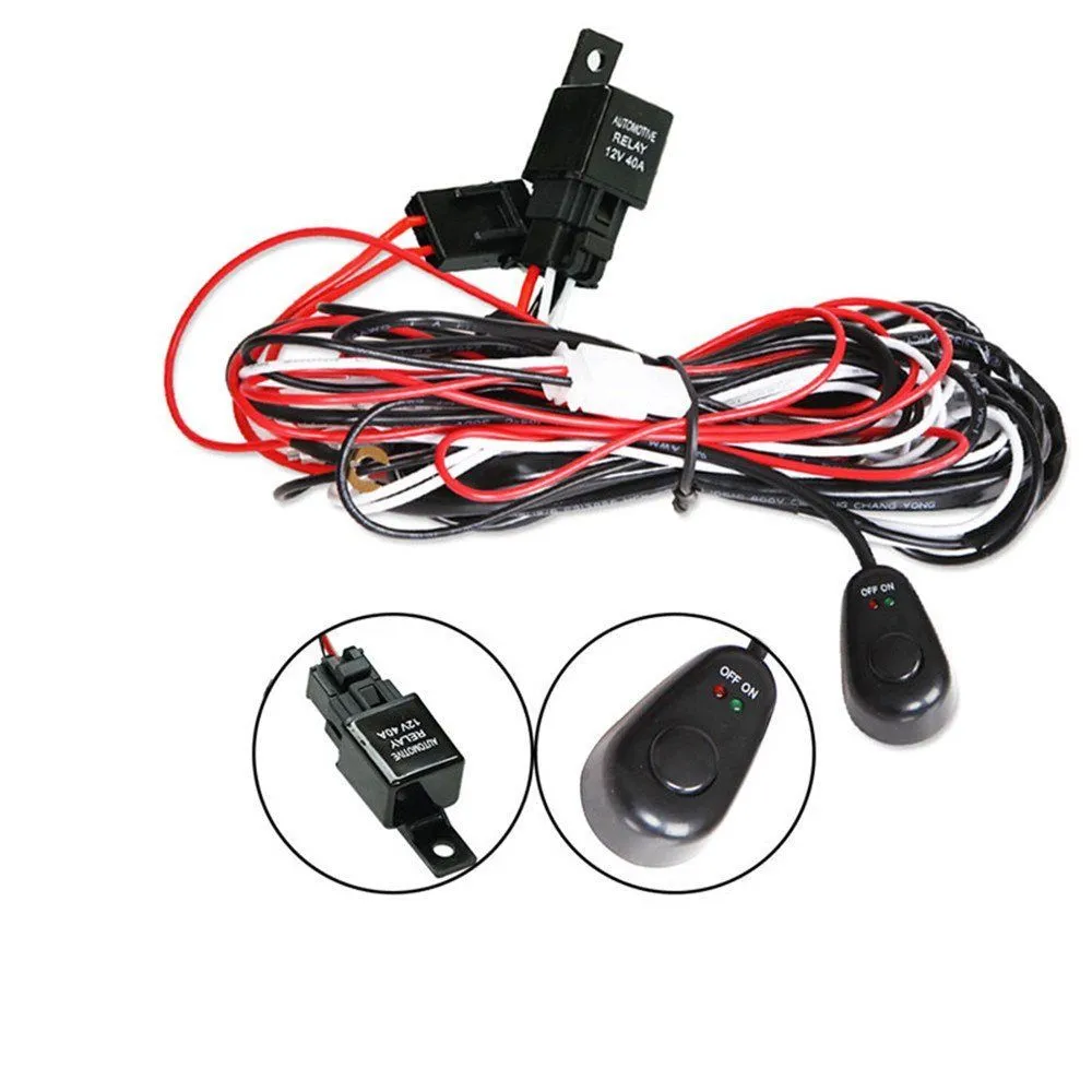 2-Way LED Universal Driving Light Wiring Loom Harness | 12V 24V | 40A Relay Switch