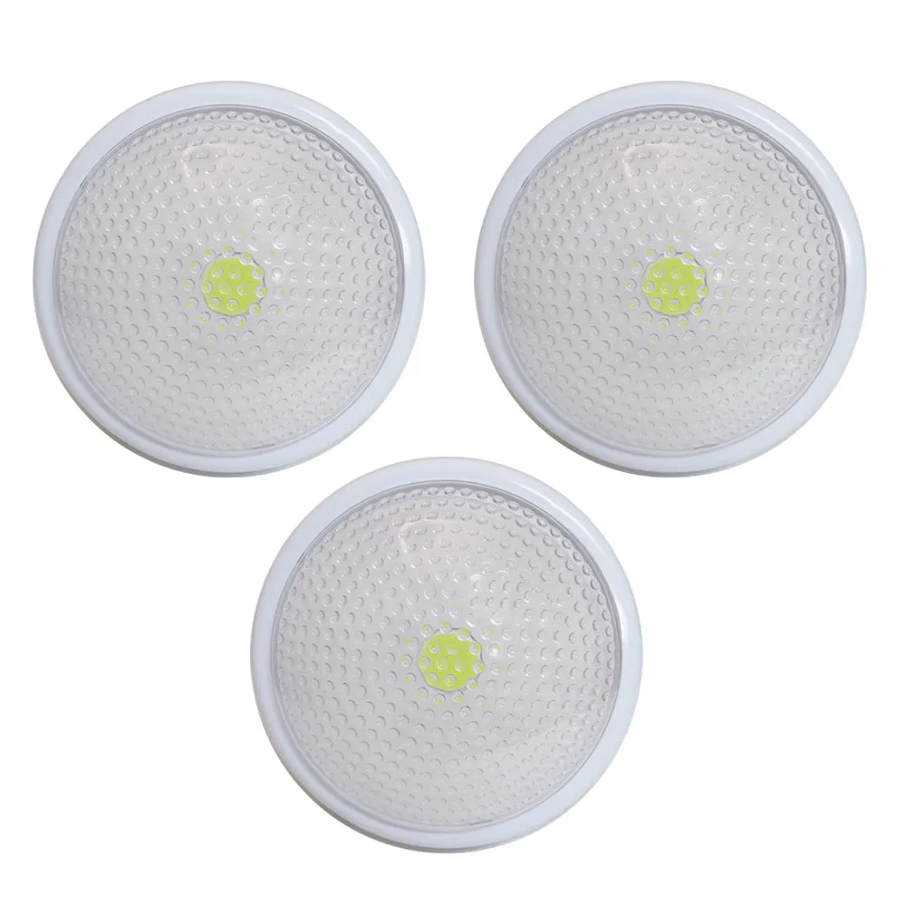 3 Pack LED Touch Night Lights Closet Counter Tap Lamps Battery Powered Emergency