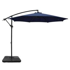 3m Umbrella | w/Base | Outdoor Cantilever Beach Garden Patio Parasol | Navy