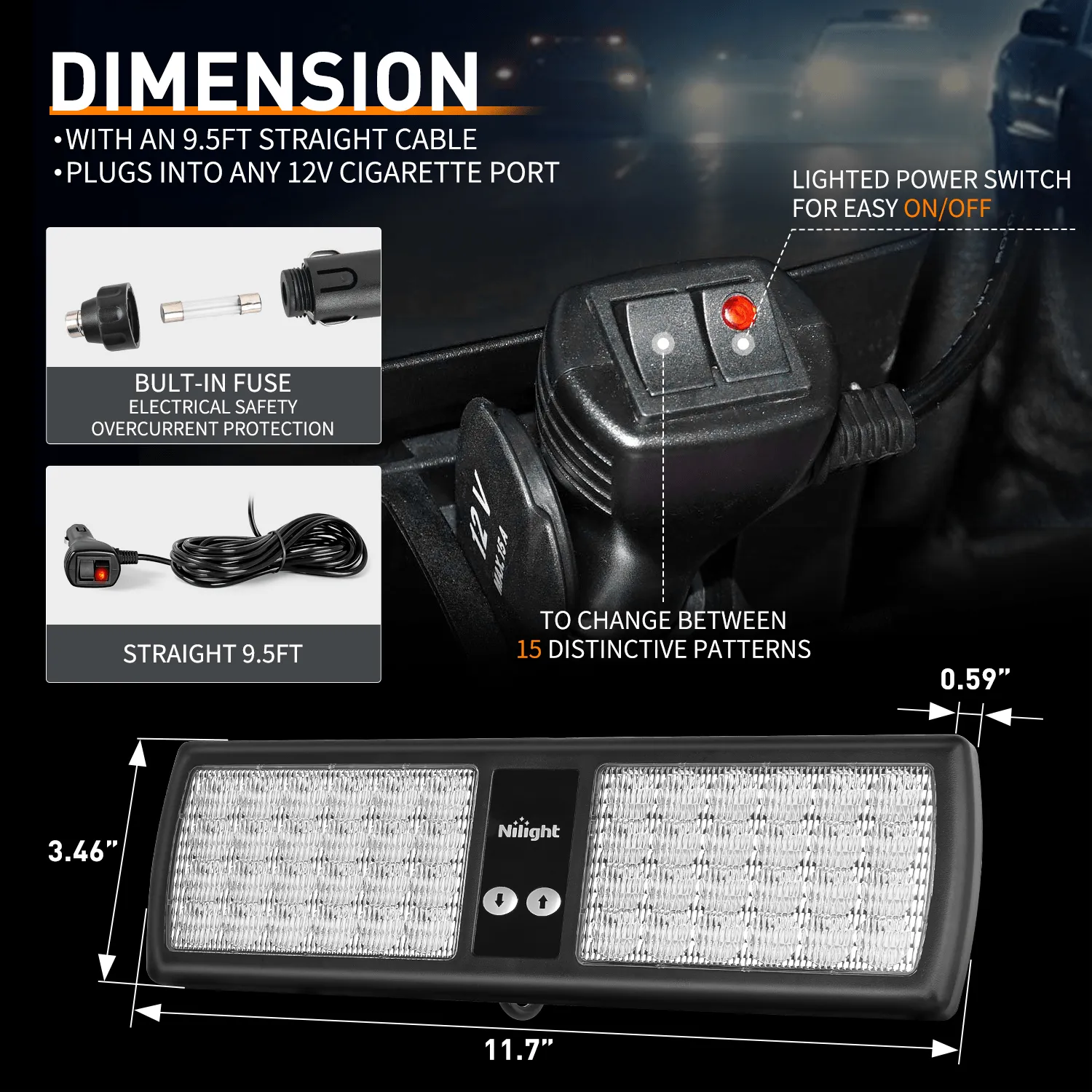 48 LED Red Emergency Warning Strobe Lights