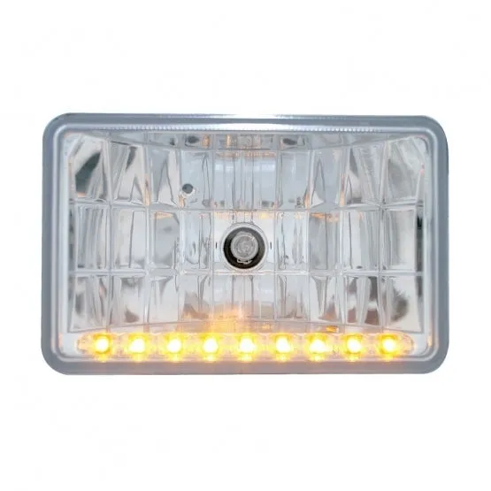 4" x 6" Crystal Headlight w/ 9 Amber LED Position Light