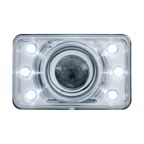 4" x 6" Crystal Projection Headlight w/ 6 White LED Position Light