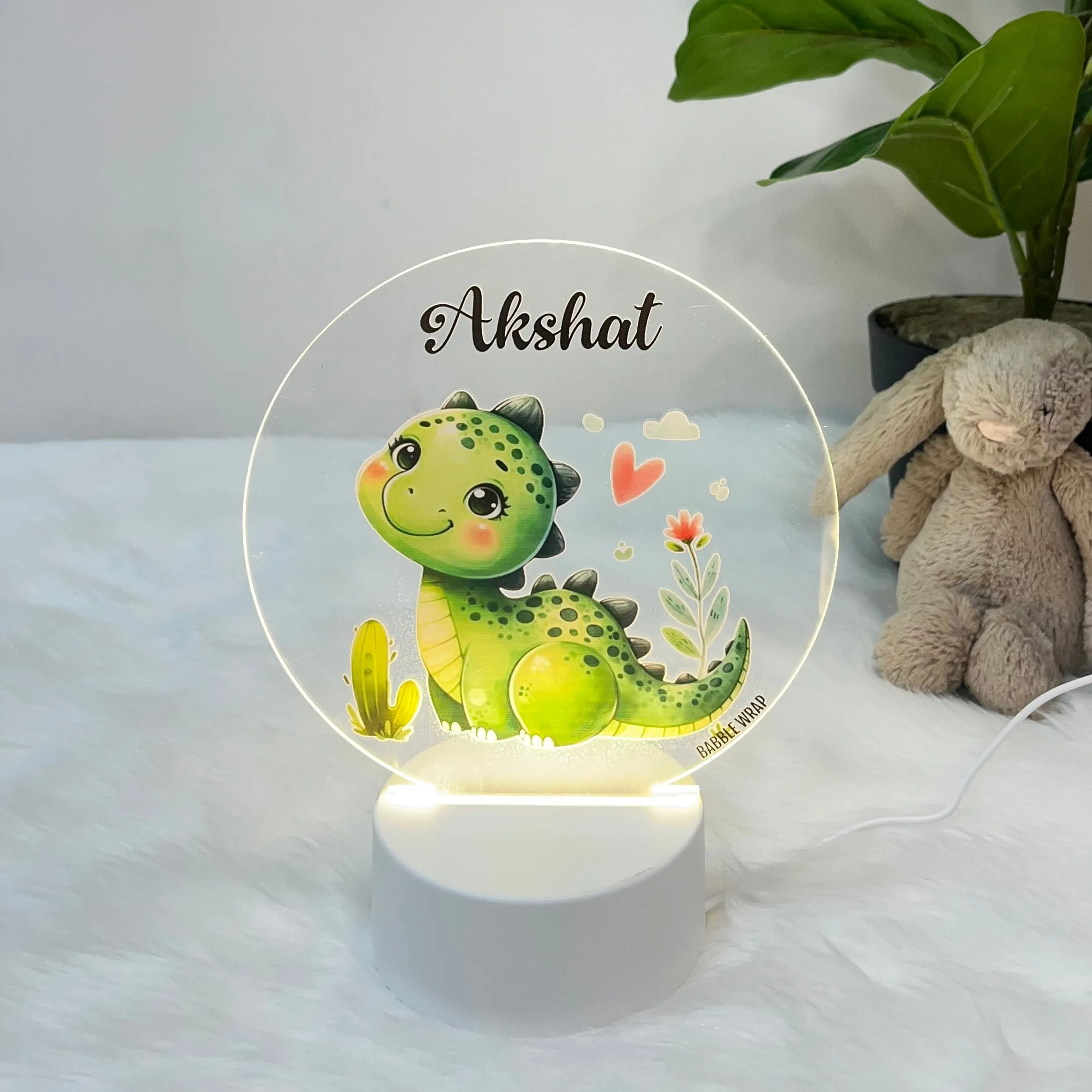 Acrylic LED Night Lamp - Dinos Cheerful Glow