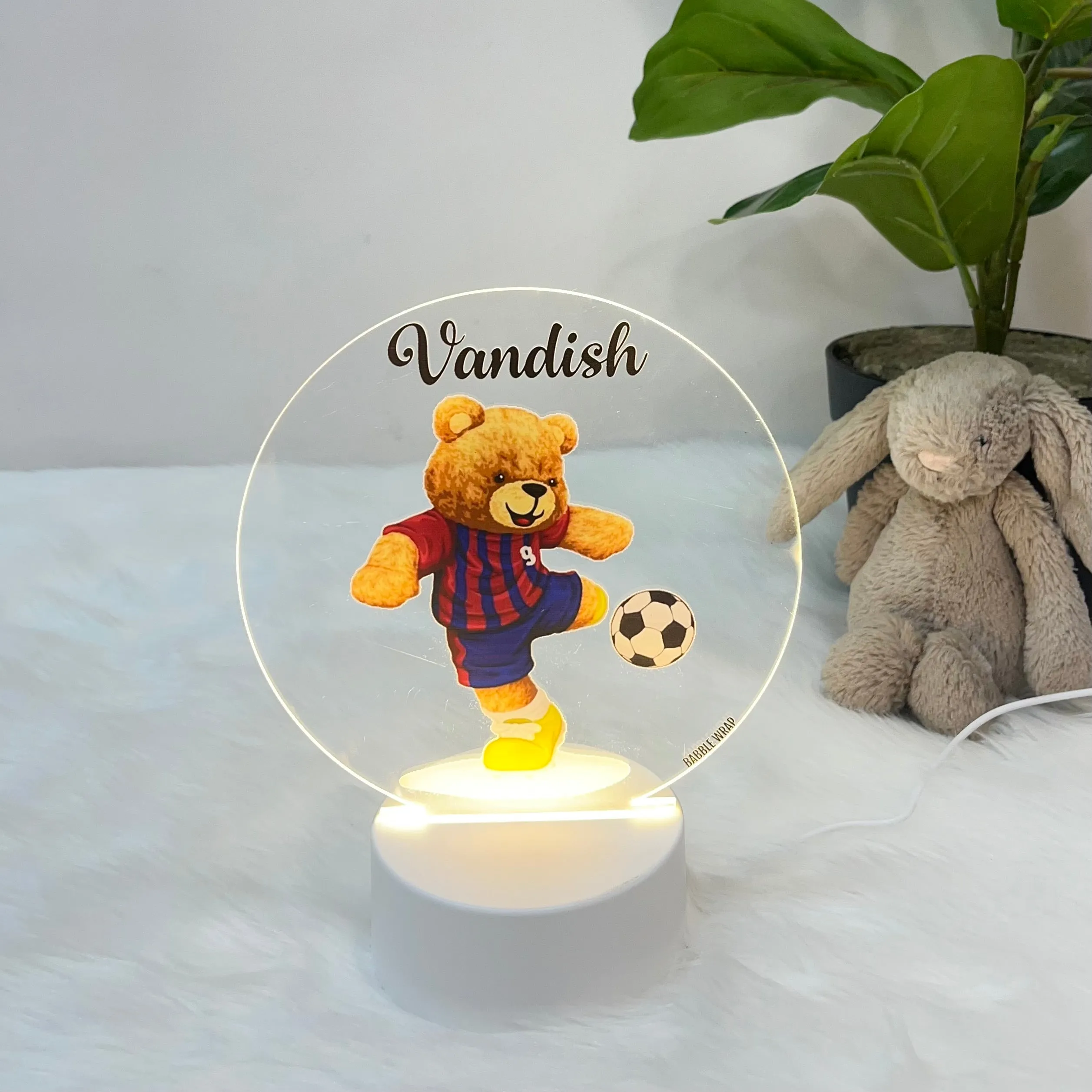 Acrylic LED Night Lamp - Teddys Soccer Swing