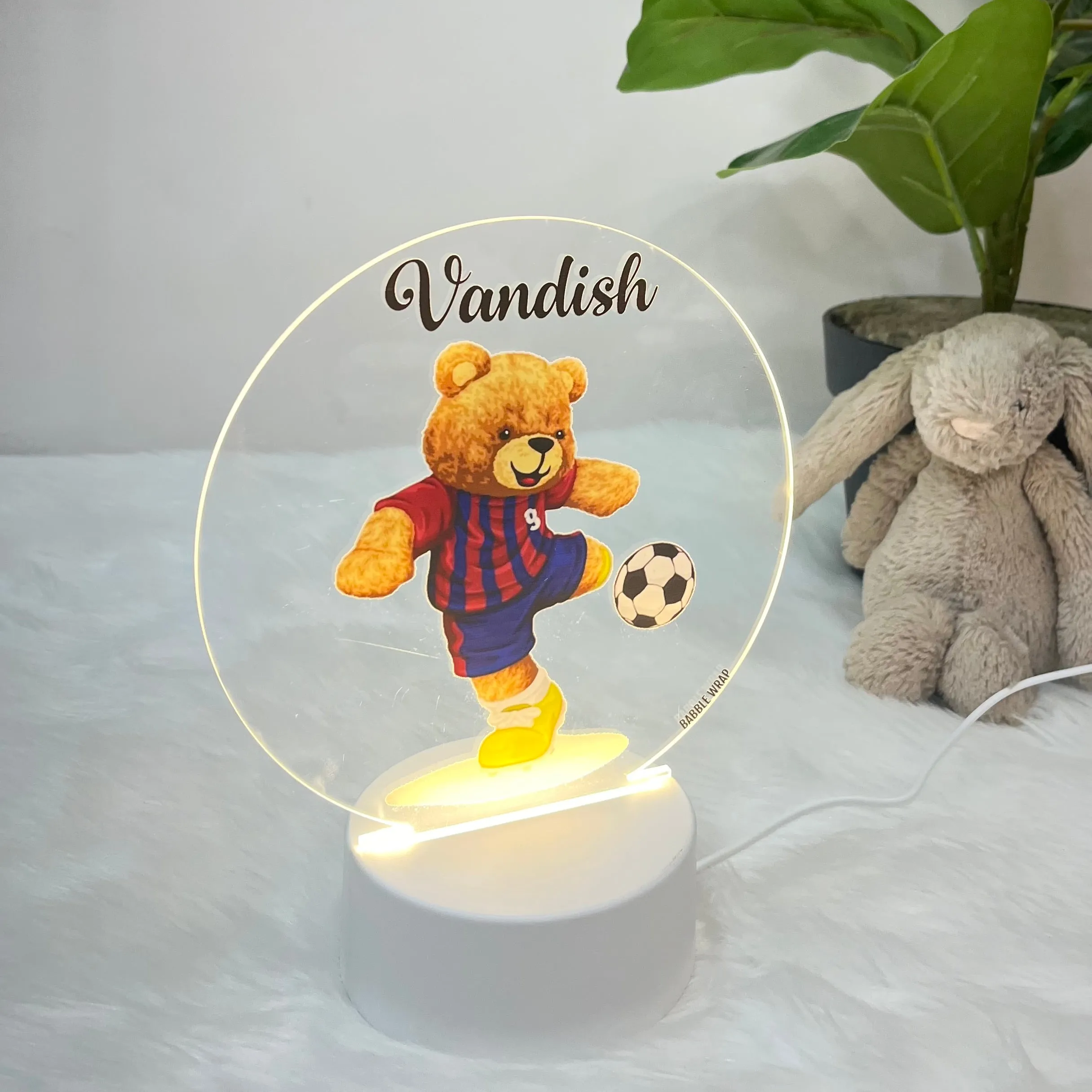 Acrylic LED Night Lamp - Teddys Soccer Swing