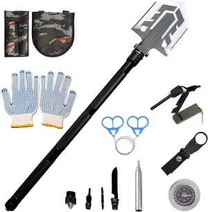 Backpacking Trowel Folding Survival Shovel, Multifunctional Camping Shovel, 180 Degree Tactical Shovel - Unbreakable Military Shovel for Backpacking, Hiking, Hunting, Car Emergency (Black2)