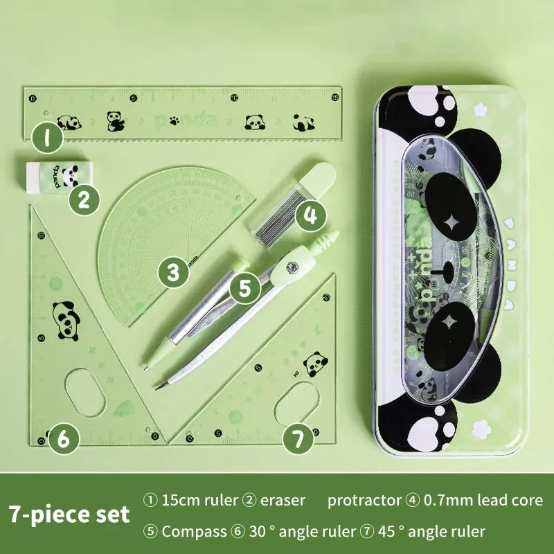 Cartoon Cute Student Rulers Protractor Compass Clear Scale Precise Accurate Math Geometry Set Stationery School Supplies