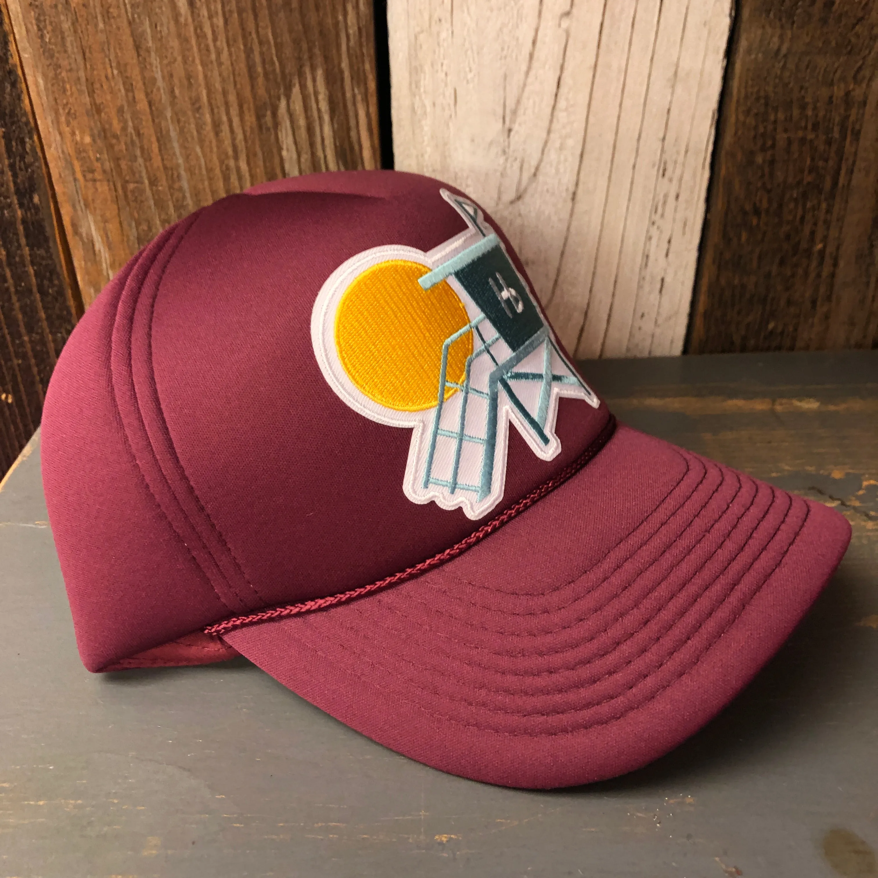 Hermosa Beach LIFEGUARD TOWER Winter All Foam Cap Hat - Maroon