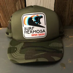 Hermosa Beach SURF HERMOSA :: OPEN DAILY Camo Winter All Foam Cap Hat - Forest Camo