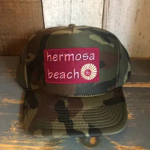 Hermosa Beach WELCOME SIGN Camo Winter All Foam Cap Hat - Full Forest Camouflage
