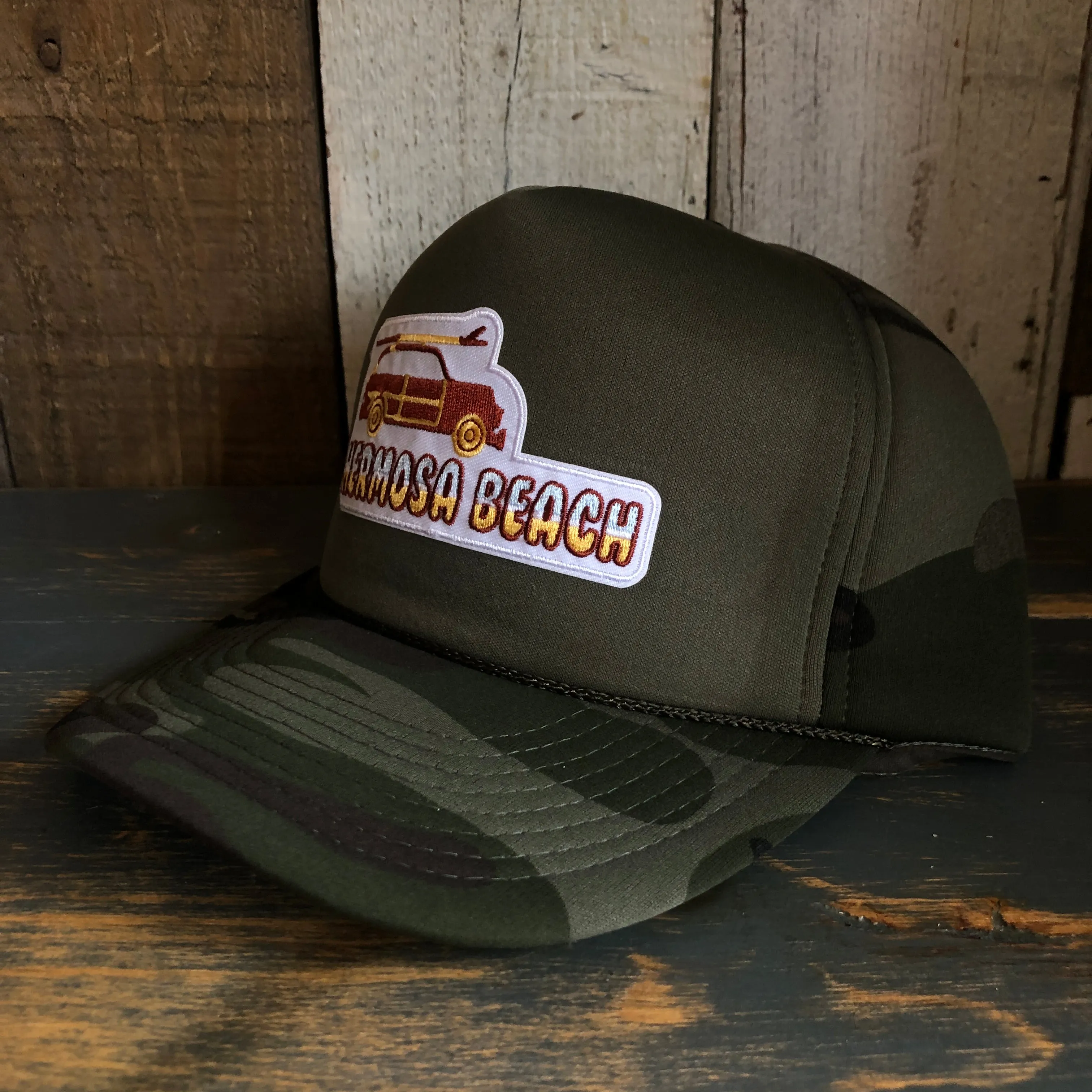 Hermosa Beach WOODIE Camo Winter All Foam Cap Hat - Forest Camo/Olive