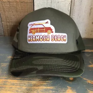 Hermosa Beach WOODIE Camo Winter All Foam Cap Hat - Forest Camo/Olive