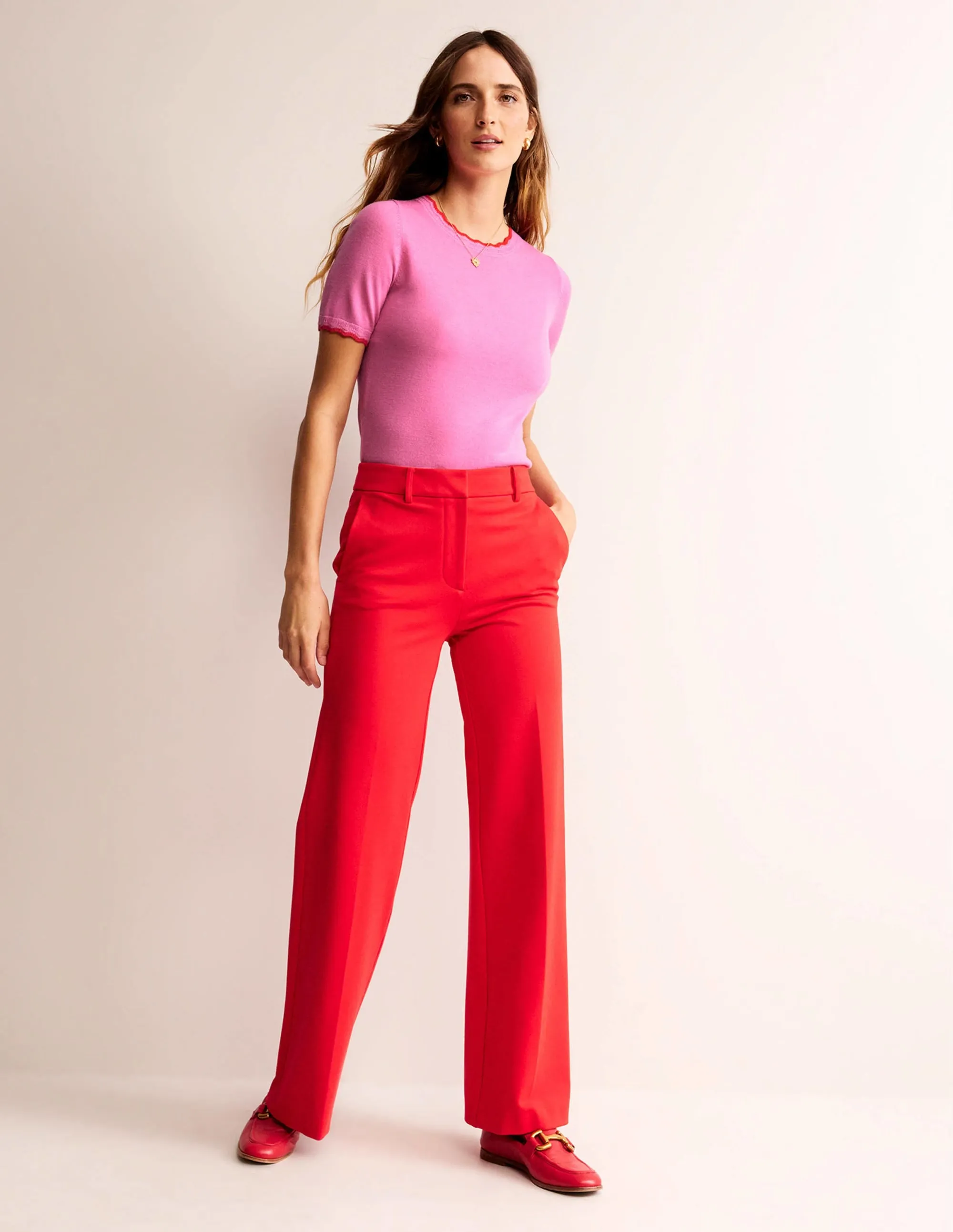 Merino Scalloped T-shirt-Mid Pink