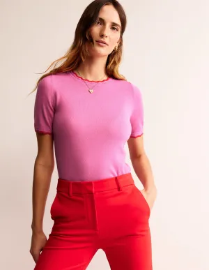 Merino Scalloped T-shirt-Mid Pink