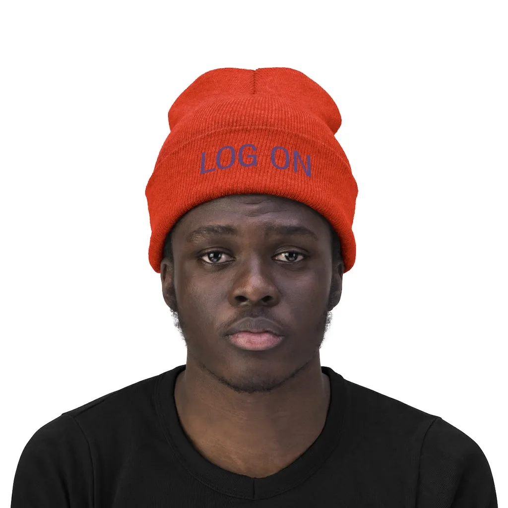 "Log On" Purple Letters Knit Beanie #VezzyWorld 