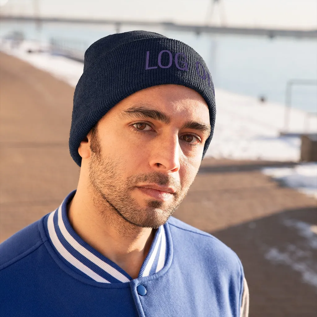 "Log On" Purple Letters Knit Beanie #VezzyWorld 