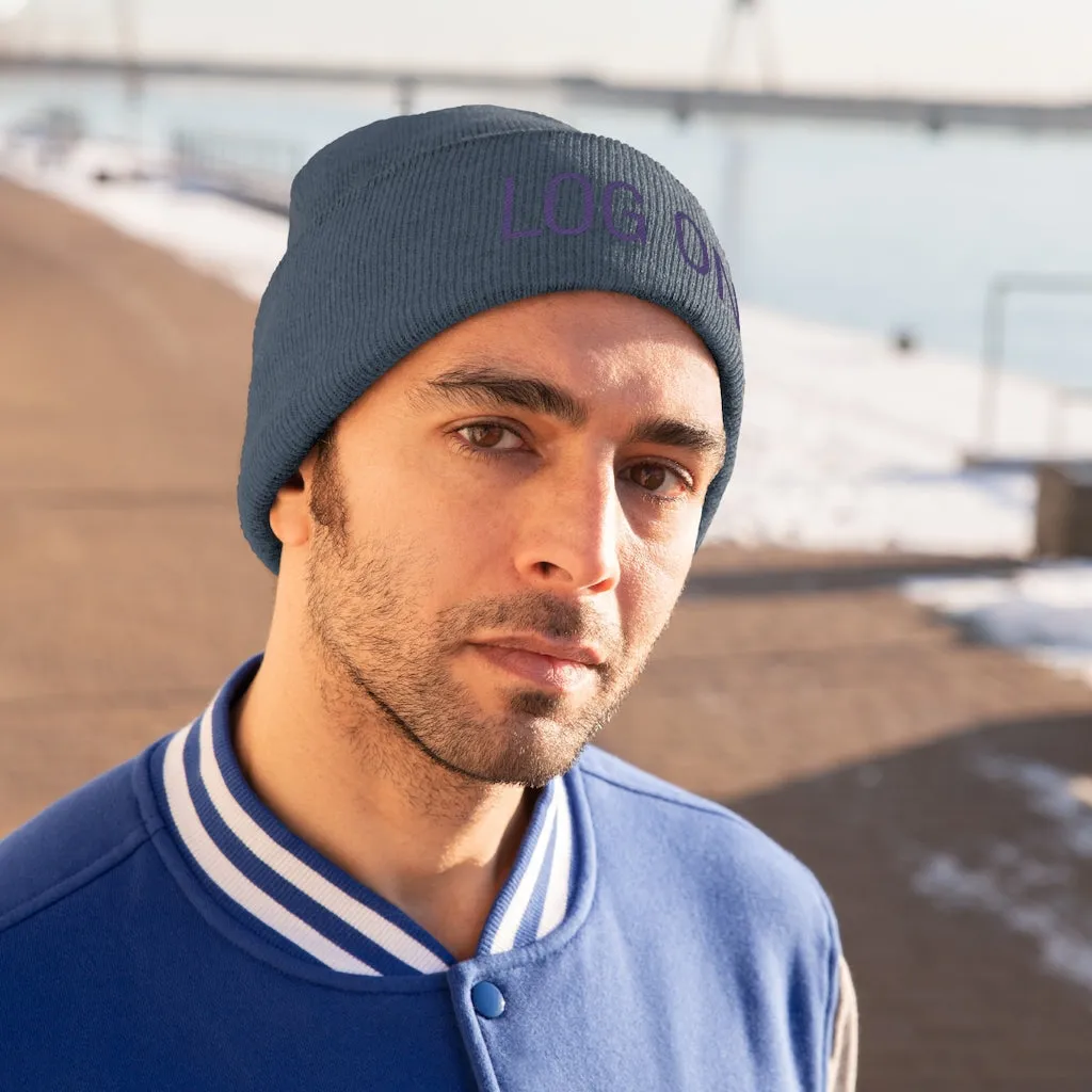 "Log On" Purple Letters Knit Beanie #VezzyWorld 