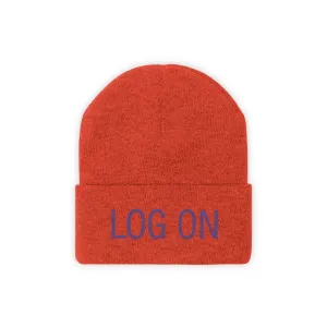 "Log On" Purple Letters Knit Beanie #VezzyWorld 