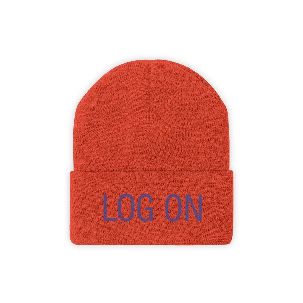 "Log On" Purple Letters Knit Beanie #VezzyWorld 