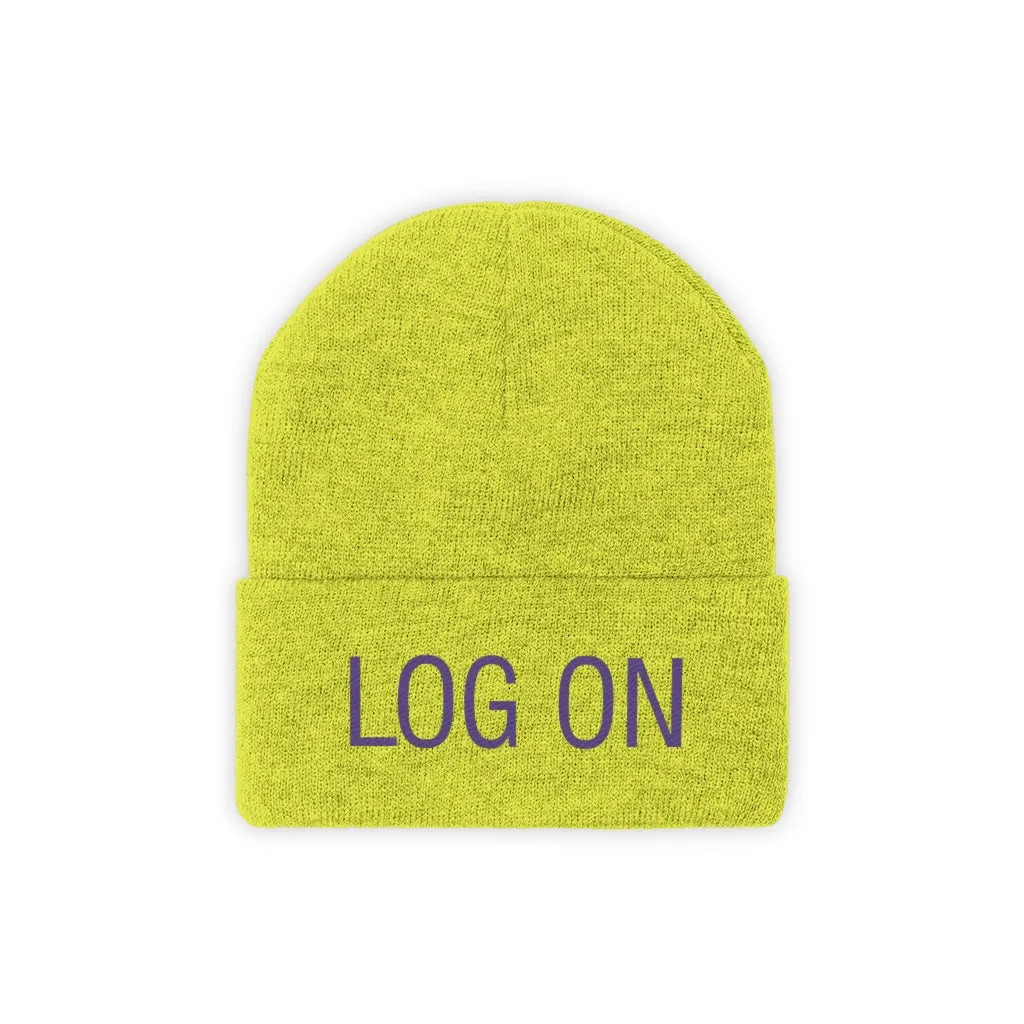 "Log On" Purple Letters Knit Beanie #VezzyWorld 