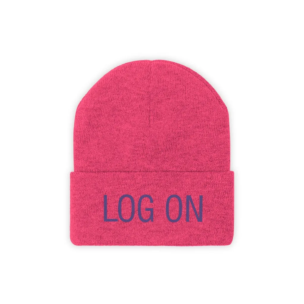 "Log On" Purple Letters Knit Beanie #VezzyWorld 