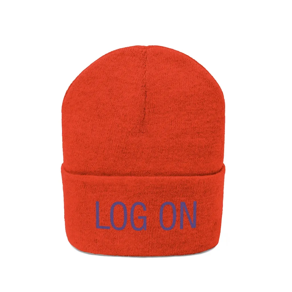 "Log On" Purple Letters Knit Beanie #VezzyWorld 