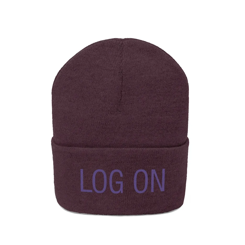 "Log On" Purple Letters Knit Beanie #VezzyWorld 