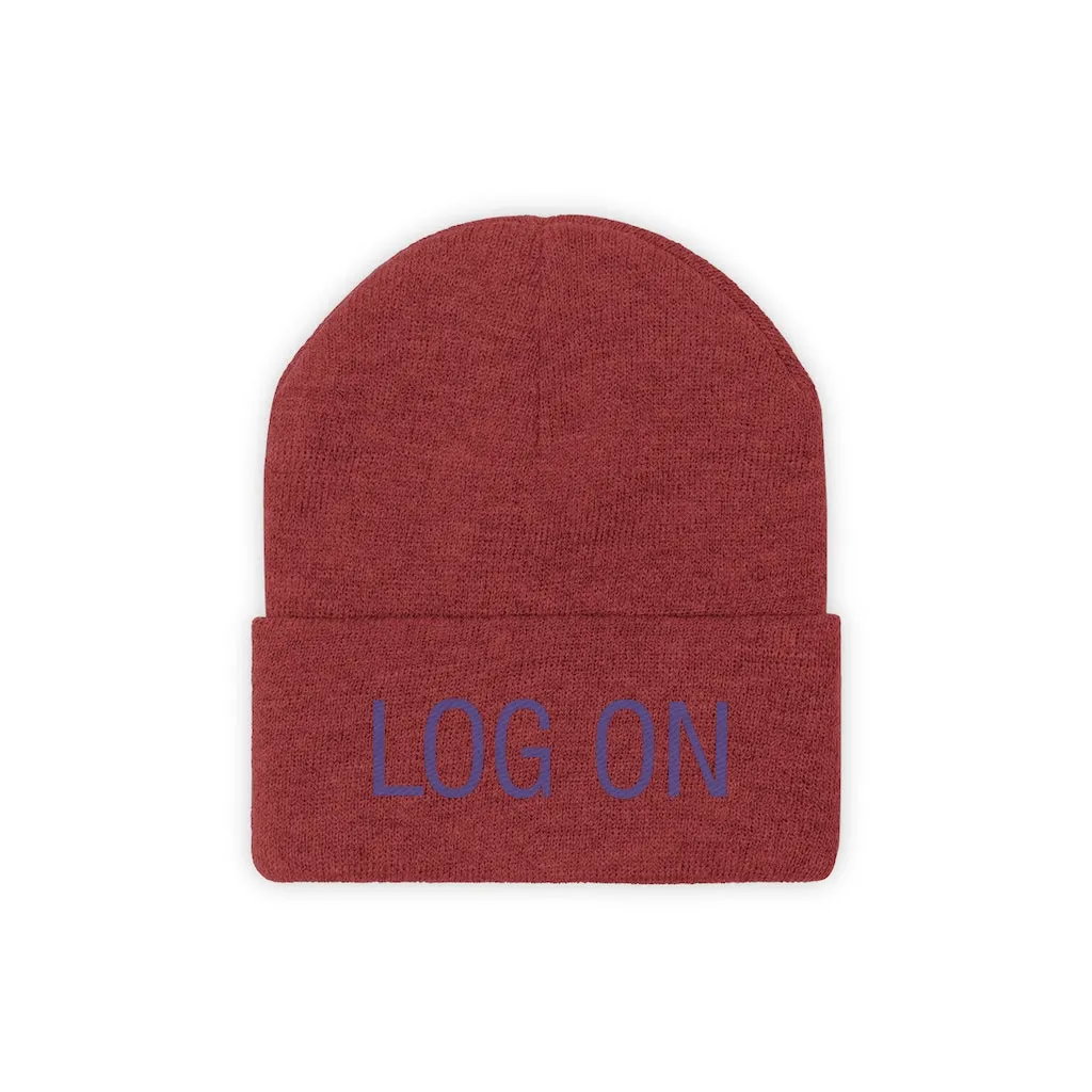 "Log On" Purple Letters Knit Beanie #VezzyWorld 