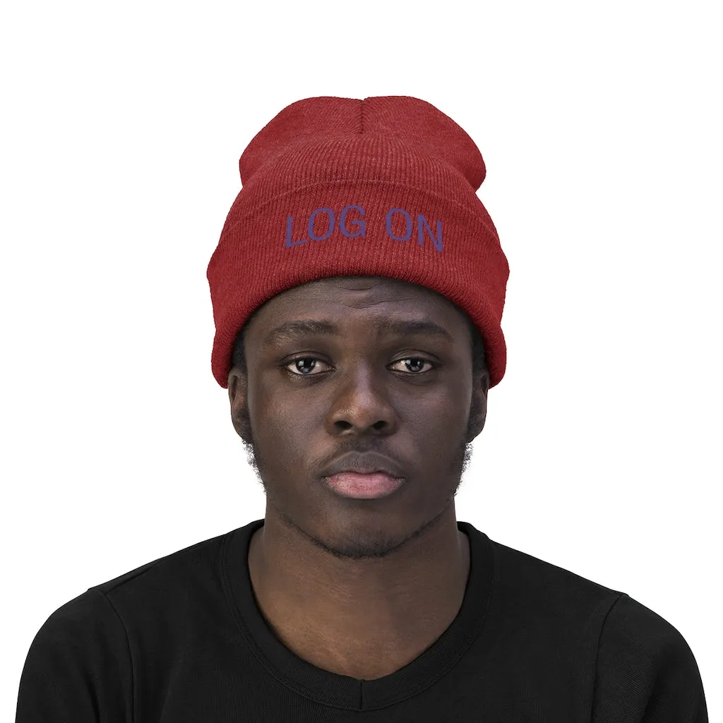 "Log On" Purple Letters Knit Beanie #VezzyWorld 