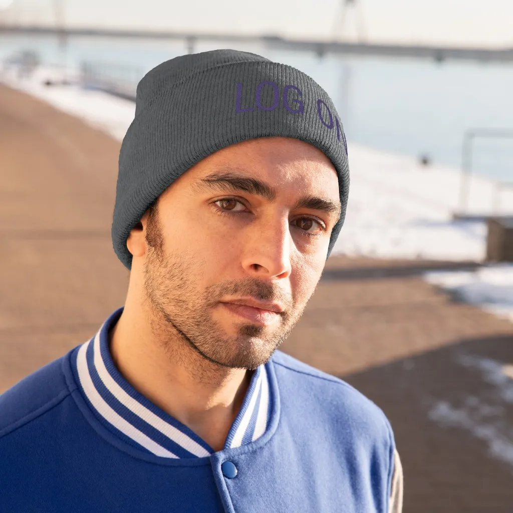 "Log On" Purple Letters Knit Beanie #VezzyWorld 
