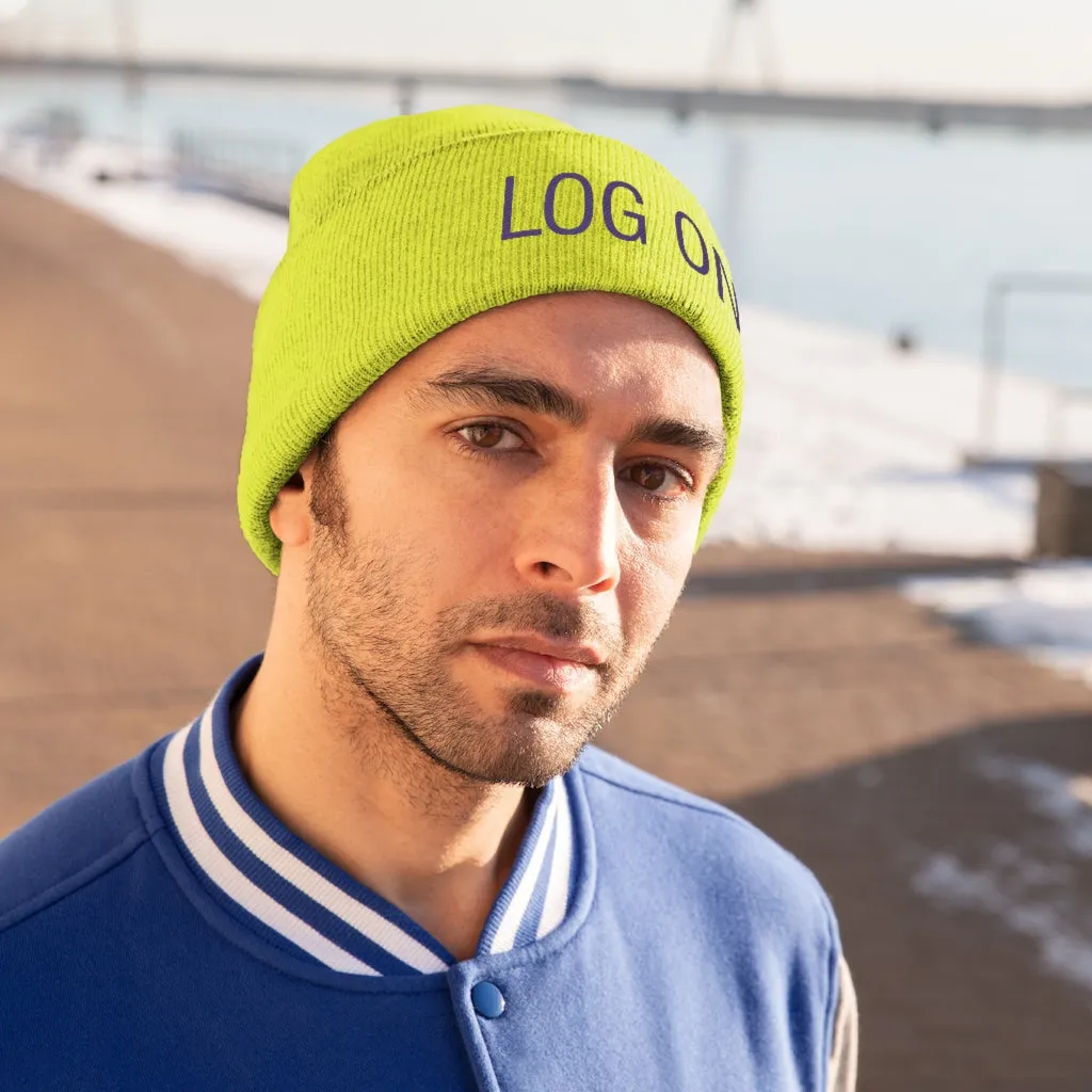 "Log On" Purple Letters Knit Beanie #VezzyWorld 