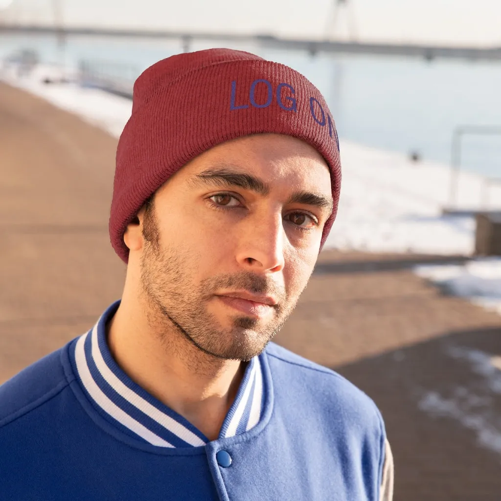 "Log On" Purple Letters Knit Beanie #VezzyWorld 
