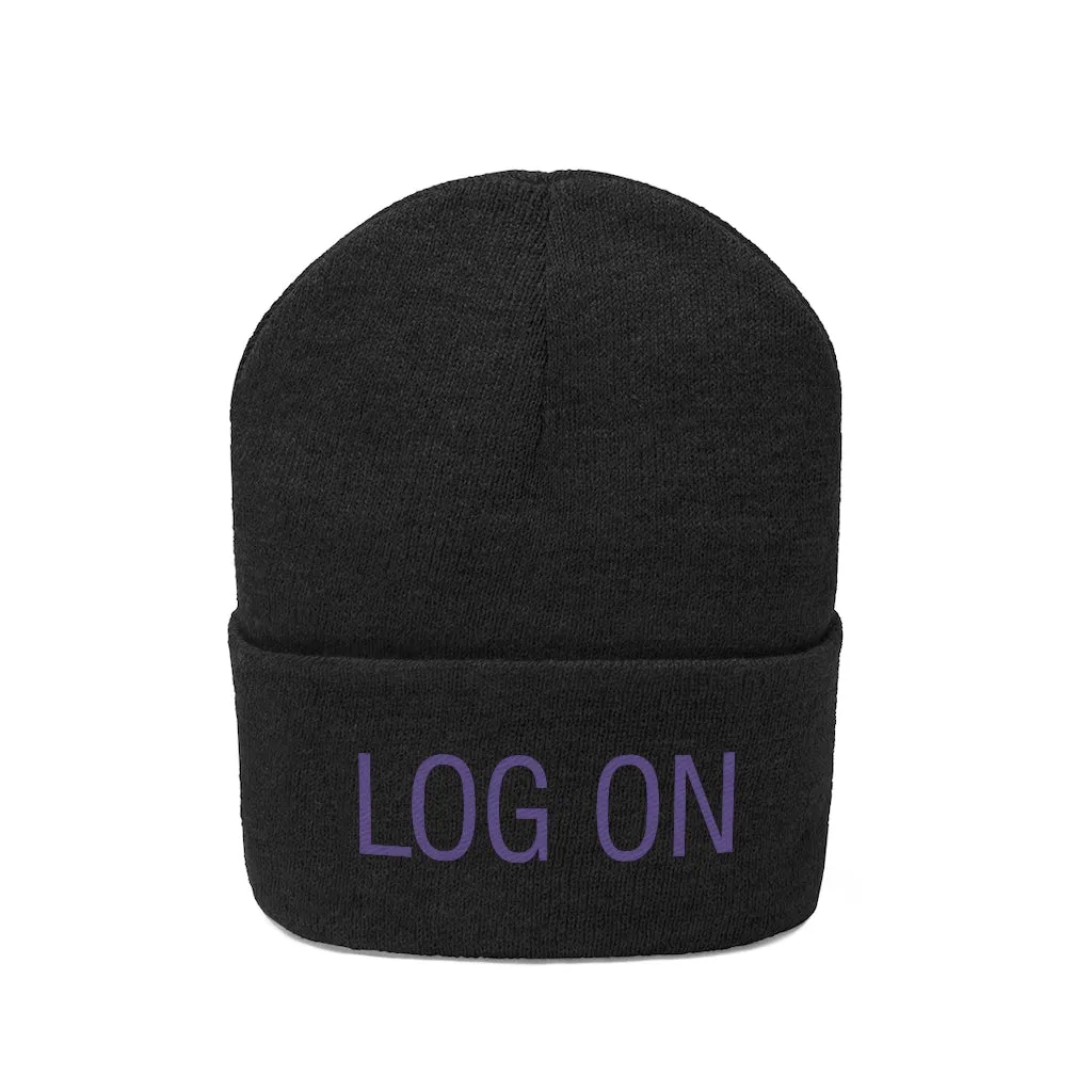 "Log On" Purple Letters Knit Beanie #VezzyWorld 