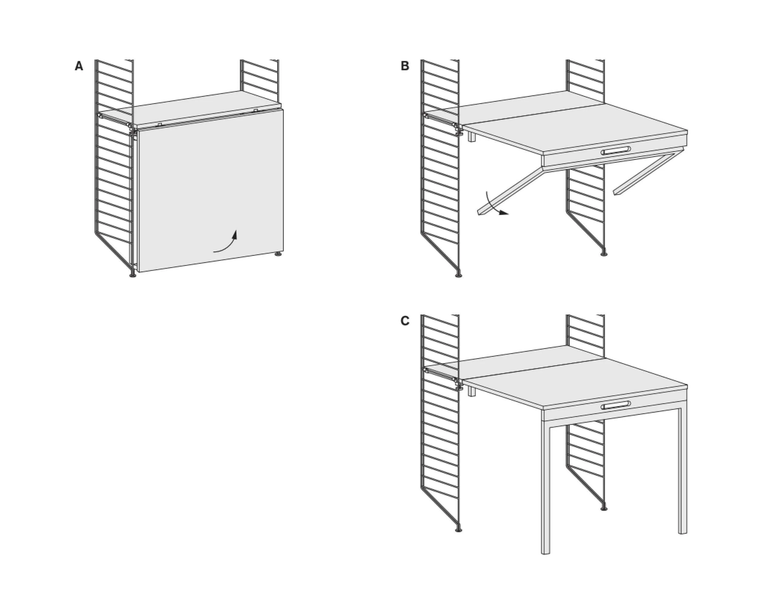String Folding Table, oak/white