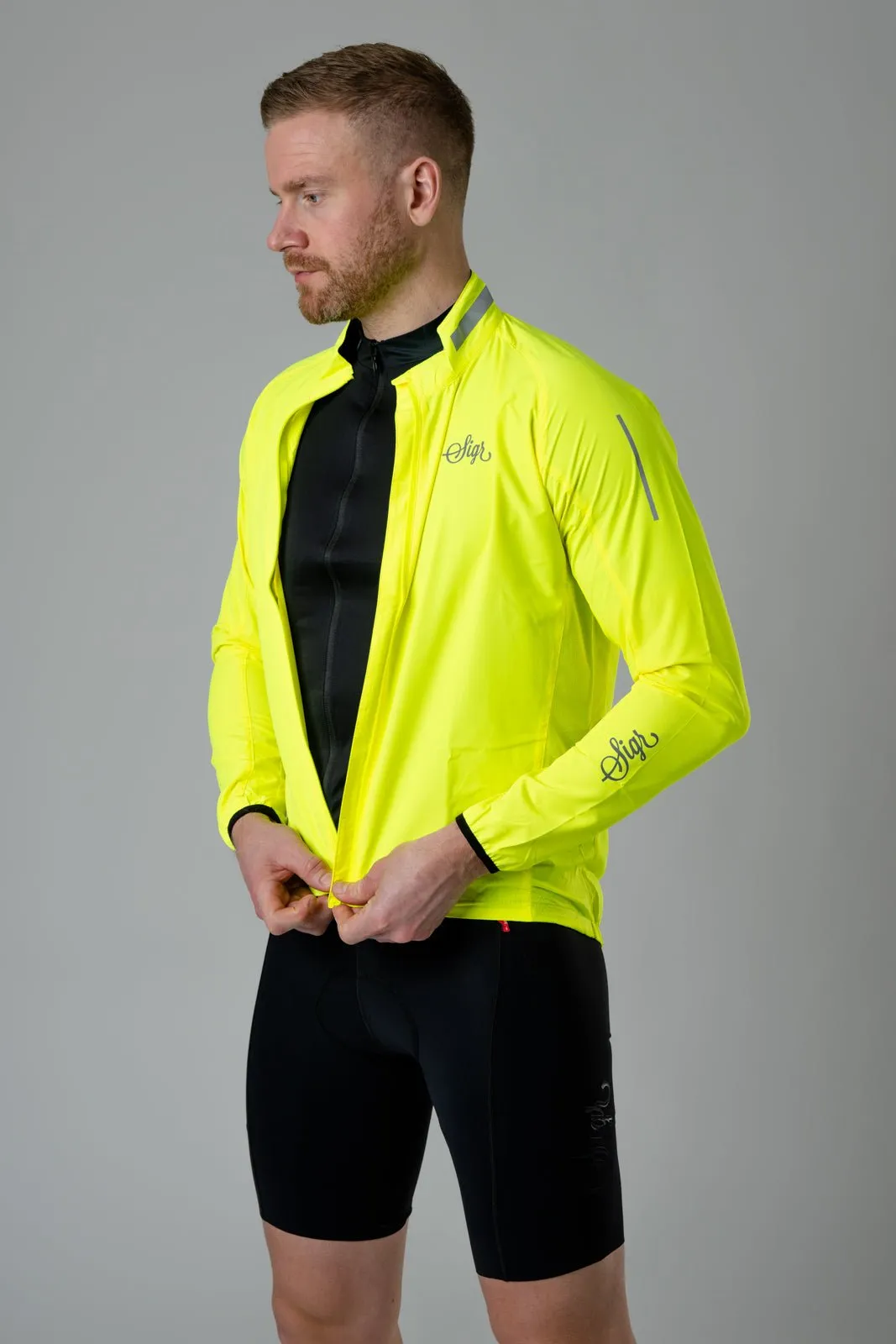 Treriksrset Yellow Men's Cycling WInd/Pack Jacket for Men