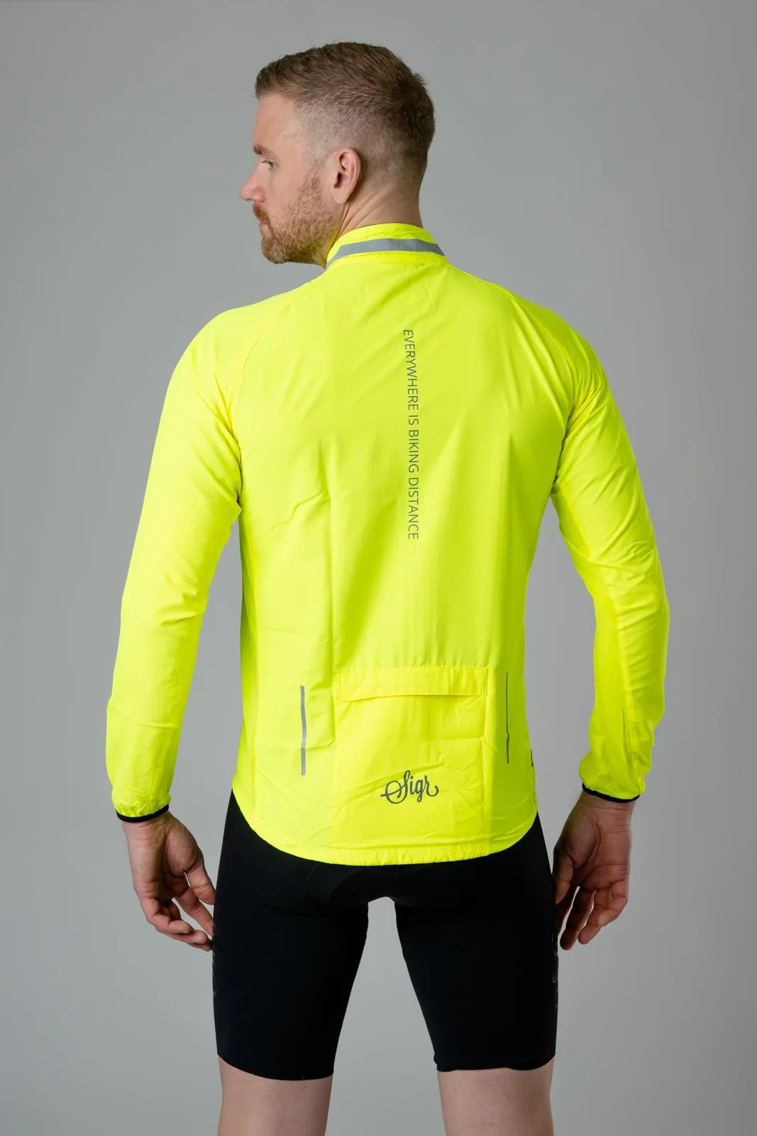 Treriksrset Yellow Men's Cycling WInd/Pack Jacket for Men